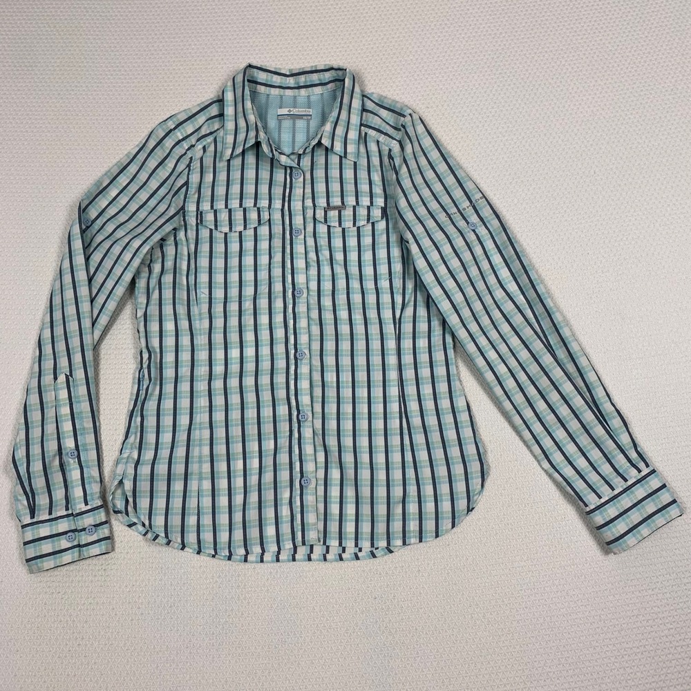 Columbia Omni Shade Womens XS Plaid Roll Tab Long Sleeve Hiking Shirt Top AK1498